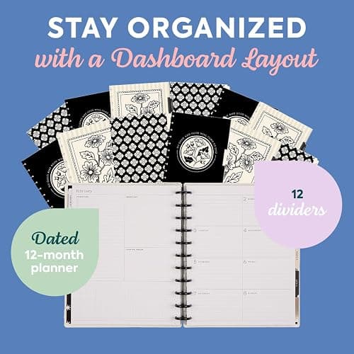 Happy Planner Disc-Bound Planner Jan.–Dec. 2026, Includes 3 Extra Months and 2 Sticker Sheets, Big Size, 8.5" x 11", Dashboard Layout, Ink & Ivy thumbnail 4
