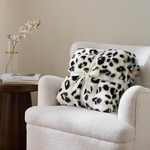 Cozy Bliss Leopard Print Faux Fur Throw Blanket for Couch, Fuzzy Soft Plush Thick Bubble Cheetah Blanket for Sofa Bedroom Living Room, 50x60 Inches thumbnail 4