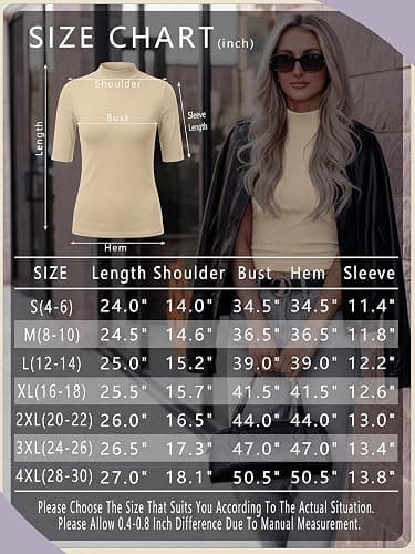 PrinStory Womens Tops Mock Neck Short Sleeve T Shirts Dressy Casual Ribbed Knit Slim Fit Summer Business Going Out Tops 2026 thumbnail 7