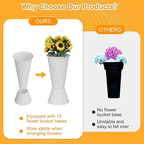NEYCIL Flower Stand, 3-Tier Flower Display Stand with Buckets for Indoor Outdoor, Flower Cart Display Stand with Wheels for Courtyard, Balcony, Flower Shop, Wedding, Party, Exhibition (White) thumbnail 6