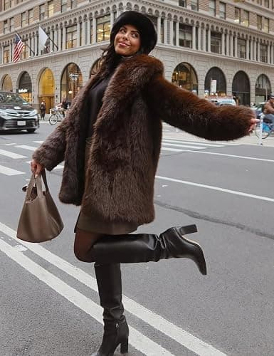 COZYPOIN Womens Faux Fur Coats Warm Mid Long Furry Jackets Long Sleeve Lapel Winter Fluffy Outerwear Shaggy Parka Coat thumbnail 3