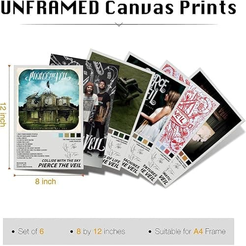 Oulores A Set Of 6 Pierce The Veil Poster（Unframed） Music Album Cover Signed Limited Edition Posters Canvas Posters 08x12inch(20x30cm) Style thumbnail 8
