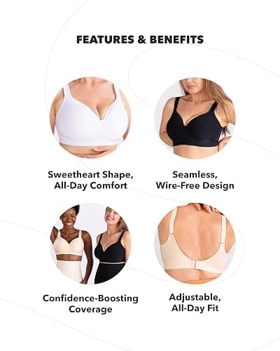 SHAPERMINT Sweetheart Bras for Women – Wireless Push Up Bra with Support, Full Coverage Seamless Bralette thumbnail 6