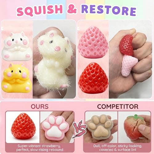 OORAMOO Squishy Pack, Fidget Toys Kit, Include taba Squishies Party Favors for Kids 4-8 8-12 Treasure Box Toys for Classroom Birthday Xmas Gifts for Girls Boys Goodie Bag Stocking Stuffers for Teens thumbnail 5