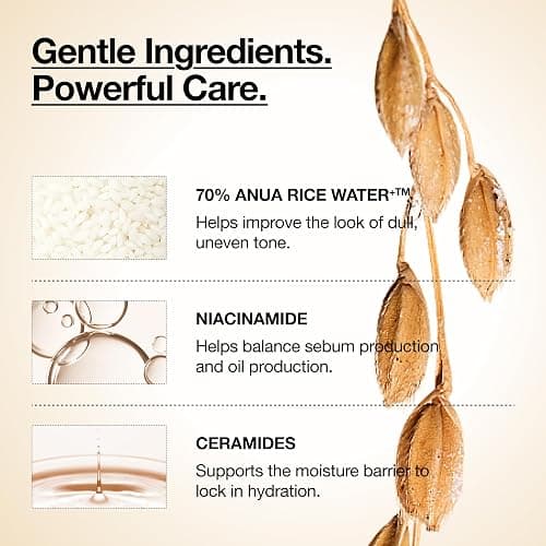 Anua Rice 70 Glow Milky Toner, Non Comedogenic, Korean Skincare, 8.45 fl.oz | Glass & Dewy Skin, Hydrating & Barrier Care, Rice Water, Niacinamide, Ceramides, All Skin Types, Fragrance-Free PICK RICE TONER thumbnail 4