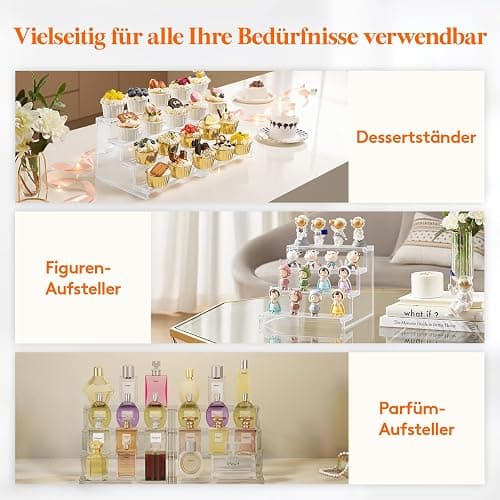 Lifewit 4-stufiger klarer Display Ständer, 1 Stück Kunststoffständer für Präsentation, Plastik Organizer für Figuren, Cupcakes, Schreibtischständer zum Ordnen und Dekorieren, 22.8cm thumbnail 7