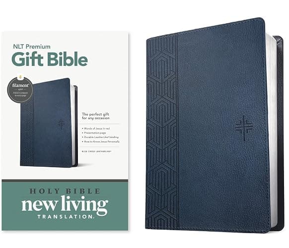 NLT Premium Gift Bible, Filament Enabled, Blue Cross: New Living Translation, Blue Cross, Leatherlike, Premium Gift, Filament Enabled, Red Letter With Ribbon Marker - Image 1