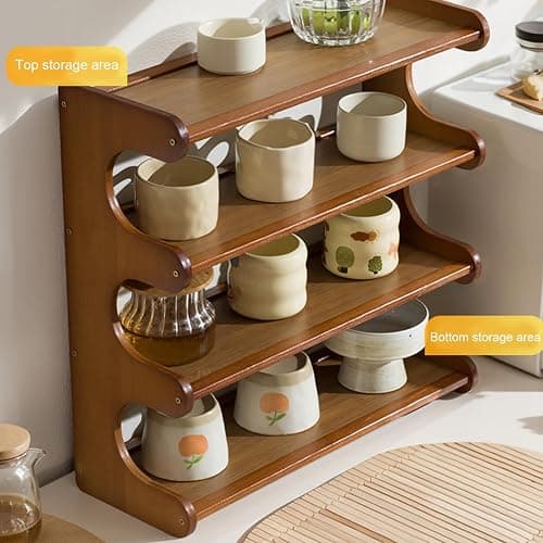 STEHEMO 4-Tier Wooden Mug Display Holder, Mug Holder for Countertop Coffee Cup Holder Coffee Mug Organizer Mug Rack for Coffee Bar Organizer Mug Shelf for Cabinet for Kitchen, Home,Brown thumbnail 8