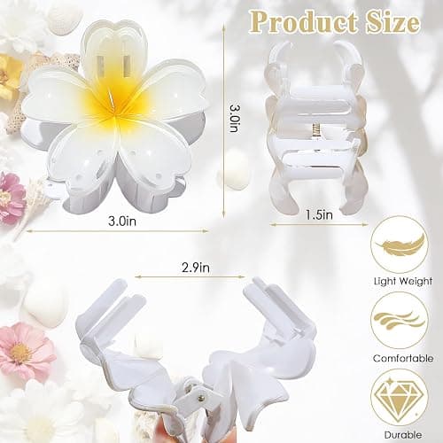 SMKSL 6 Pcs Flower Hair Claw Clips for Women Hawaiian Large Hair Clips for Thick Thin Curly Hair, Strong Hold & Non-Slip, Stylish Medium Beach Hair Accessories for Women Girls (Hawaiian) thumbnail 3