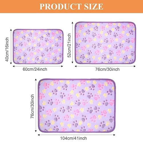 Tatuo 4 Pcs Dog Blanket for Pet Puppy Teething Toys Paw Print Fleece Blanket for Pet Cat Soft Warm Sleep Mat Guinea Pig Cage Mat(Small(24 x 16 Inch),White, Coffee, Pink, Purple) thumbnail 4