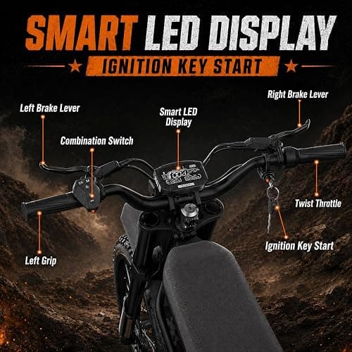 Riding'times Upgraded GT73 Pro / GT54 Pro Electric Dirt Bike for Adults Teens, 3000W 60V 50MPH / 2400W 48V 37MPH Long Range Dirtbike, Motorcycle Tire, UL2849 All Terrain Ebike thumbnail 8