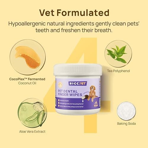 HICC Pet Teeth Cleaning Wipes for Dogs & Cats, Vet-Recommended Remove Bad Breath & Plaque & Tartar Buildup, Dog Tooth Brushing Kit, Dog Breath Freshener, Dogs Toothbrush & Toothpaste Alternatives thumbnail 3