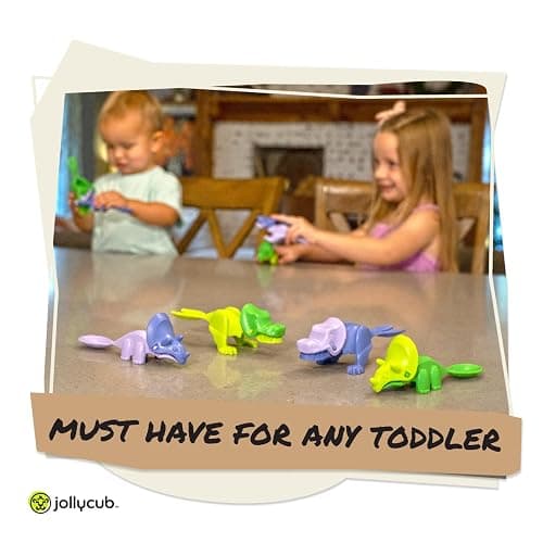 Jollycub® Interactive Toddler Utensils, Dino Chomperware™, Kids Silverware Set, BPA Free, Made in USA (Leafy Greens) thumbnail 9
