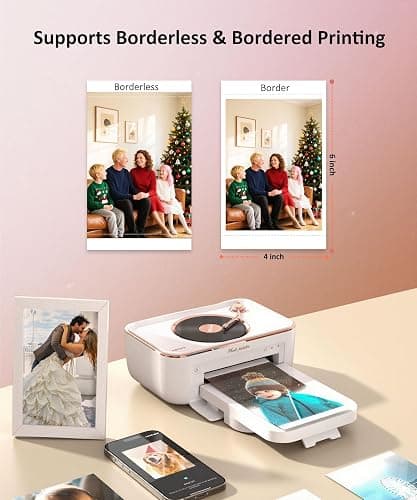 CP6000 Photo Printer 4x6'', Full Color Picture Printer, Wi-Fi Wireless Instant Photo Printers for Home Use (20 Papers & 1 Ribbon) for iOS Android, Thermal Dye Sublimation, AR Video, Fun App, White thumbnail 5