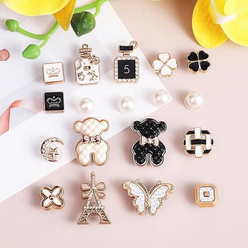 22 PCS Shoe Decoration Charms for Women, Bling Girly Shoe Chains for Clog Sandals, Golden Rhinestone Shoe Accessories Decoration Jewels Party Favors thumbnail 3