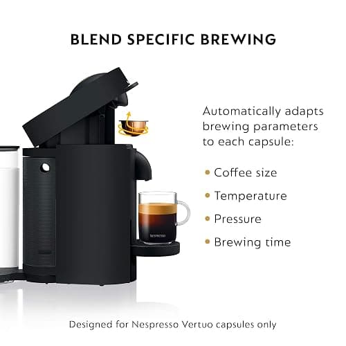 Nespresso Vertuo Plus Deluxe Coffee and Espresso Maker by De'Longhi, Matte Black with Aeroccino Milk Frother - Machine + Frother - Matte Black thumbnail 5
