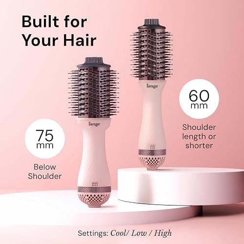 L'ANGE HAIR Le Volume 2-in-1 Titanium Hair Dryer Brush - 75MM Hot Air Blow Dryer Brush - Thermal Brush with Oval Barrel - Hot Hair Styler for Smooth, Frizz-Free Results - Blush thumbnail 6