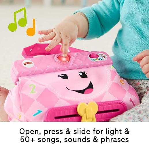 Fisher-Price Baby & Toddler Toy Laugh & Learn My Smart Purse with Lights, Learning Songs & 5 Accessories for Infants Ages 6+ Months (Amazon Exclusive) thumbnail 4