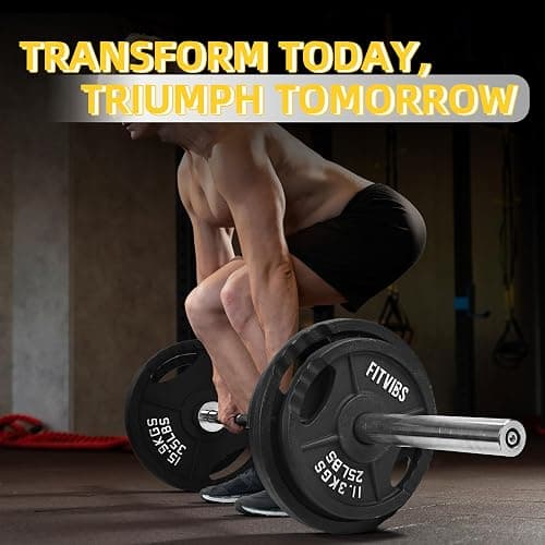 Fitvids Standard Cast Iron 1-Inch Weight Plates for Strength Training & Weightlifting, 35LB/70LB/120LB thumbnail 6