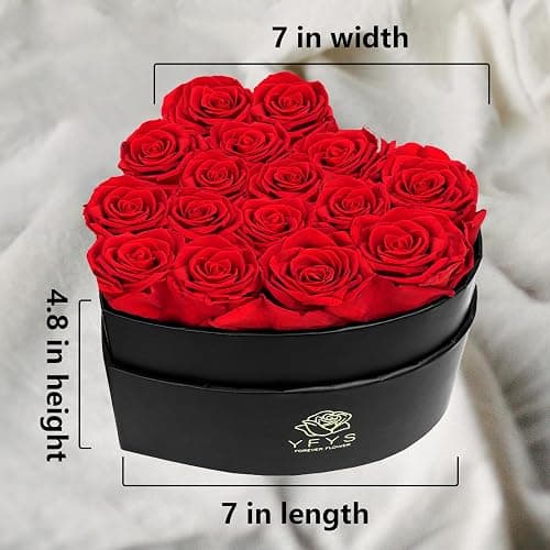 16-Piece Forever Flowers Heart-Shaped Box – Real Immortal Preserved Roses Lasting a Year, Perfect for Birthday, Girlfriend, Mother, or Wife, Valentine Day Gift for Her - Red thumbnail 5