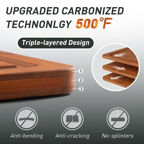 3 Packs Bamboo Cutting Board Set with Non Slip Feet Holder and Over Sink Nice Solid Thick Wood Juice Groove Chopping Board Extra Large Big Small Best Hardwood Kitchen Organic Vegetable Meat BBQ Kit thumbnail 4