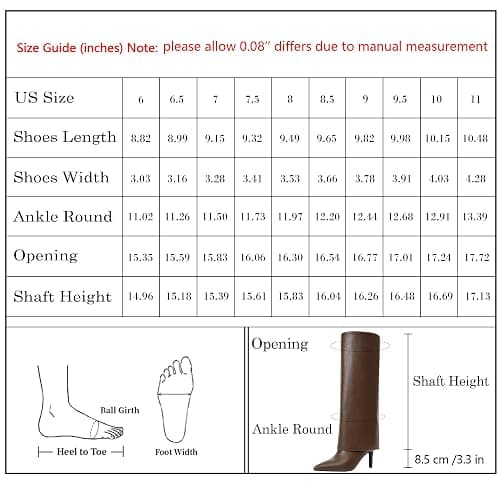 VIUGJNEX Knee High Boots Women Fold Over Boots Pointed Toe Stiletto Heel Long Shark Tall Boots with Zipper thumbnail 9