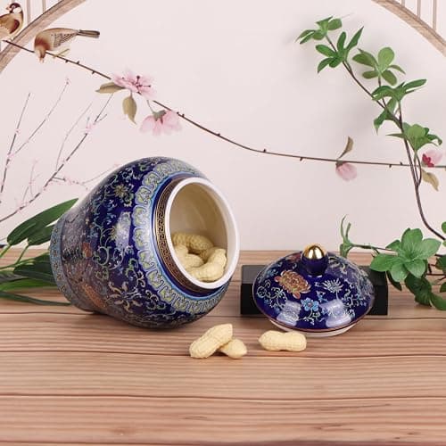 XINGYAN Exquisite Enamel Ginger Jar-Handcrafted Yuan Dynasty General-Inspired Design, Traditional Chinese Blue-and-White Patterns on Colorful Enamel Ceramic Vase(General Blue) thumbnail 6