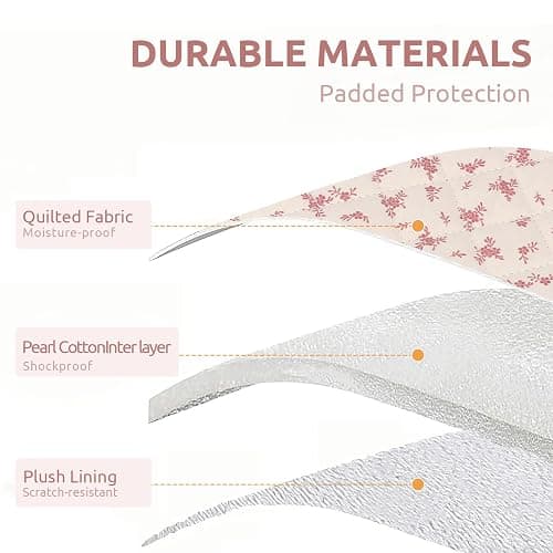 Puffy Laptop Sleeve 13-15.6 Inch Cute Quilted Laptop Protective Case Padded Floral Computer Sleeve for MacBook (A-Pink, 13 Inch) thumbnail 3