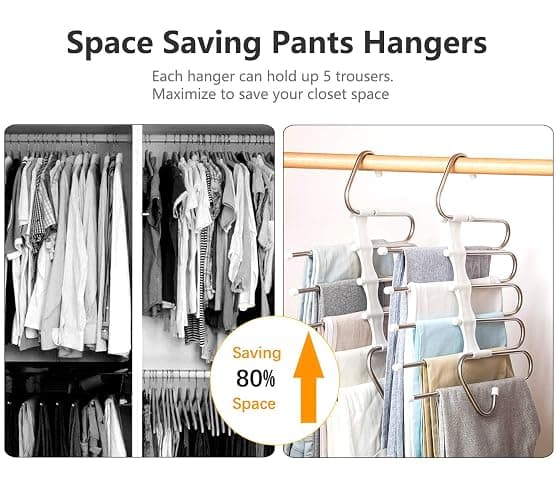 Kalimdor Pants Hangers 2 Pack Space Saving Metal Closet Organizer,Clothes Pants Hangers,Anti-Slip Design,Closet Organizers and Storage for Pants Jeans Skirts Scarf Legging thumbnail 2