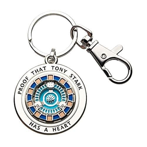 Iron Man Marvel Tony Has A Heart 3D Metal Key Chain | Officially licensed Arc Reactor design, durable metal construction, o-ring and lobster claw clasp, gift for Marvel fans - Image 1