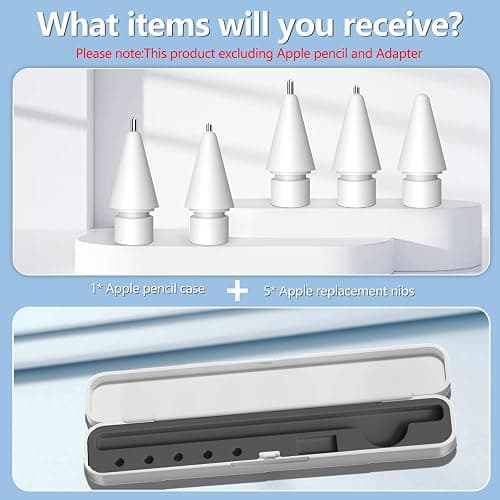 Storage Box with Lid and 5 Pack Pencil Tips for Apple Pencil 1st Generation and Apple Pencil 2nd Generation,Pen Protective Carrying Case for Apple iPad Pencil - Holder Accessories Storage(Black) thumbnail 2