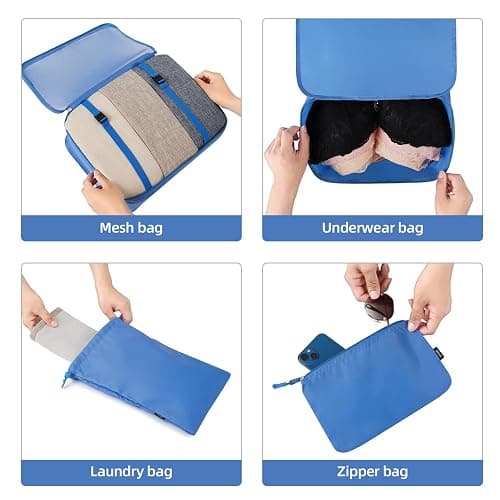 BAGAIL 6 Set/8 Set/10 Set Packing Cubes Various Sizes Packing Organizer for Travel Accessories Luggage Carry On Suitcase thumbnail 6