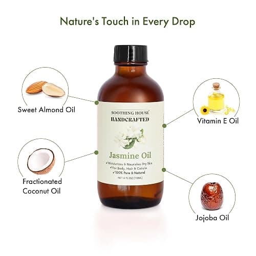 Soothing House Jasmine Body, Hair & Nail Oil: Nourishing & Fast-Absorbing, Lightweight Glow, with Vitamin E, Jojoba & Sweet Almond, All-Natural, 4 Fl Oz thumbnail 2