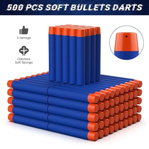 Tudaymol Nerf Bullets 500 Official Dart for Nerf N-Elite Series Refill Darts Foam Bullets Ammo Packs - Compatible with All Elite Blaster thumbnail 3