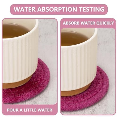 Coasters for Drinks Absorbent, Coasters Set of 4 - Color, 8 Pack Pink Coaster for Desk, House Essentials for New Home, Kitchen and Dining Coffee Table Decor, Modern Home Decor thumbnail 5