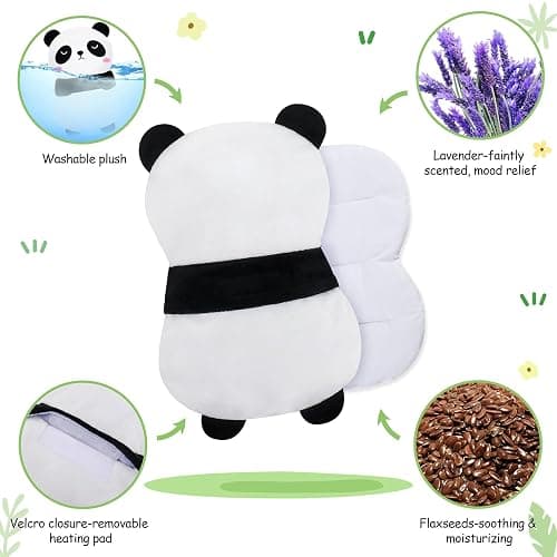 Panda Microwavable Heating Pad for Period Cramps, Cute Animal Microwave Heating Pad for Women, Panda Plush Toy Heated Pad for Kids, Heating Pads for Neck Back Knee Pain Relief with Lavender Scented thumbnail 6