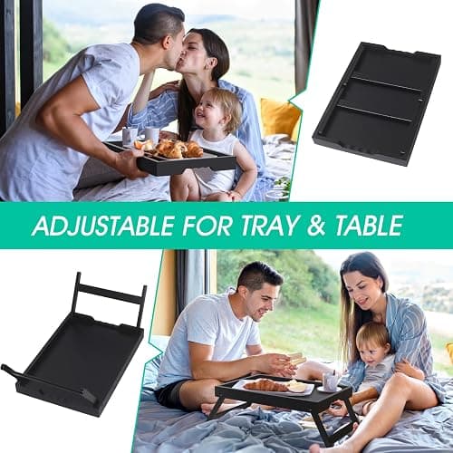 Artmeer Bed Tray Table with Folding Legs,Bamboo Breakfast in Bed for TV Table, Laptop Computer Tray,Eating,Snack Tray(Black) thumbnail 5