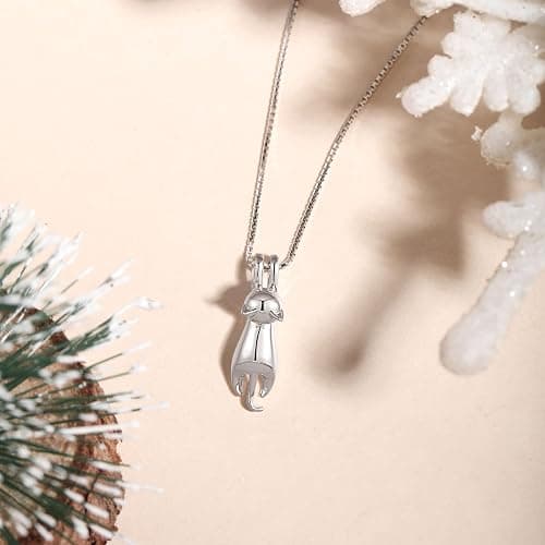 S.Leaf 925 Sterling Silver Cat Necklace Jewelry for Women Trendy Dainty Charm Pendant Necklaces Best Friend Birthday Gifts for Her Sister Mom Wife Womens thumbnail 2