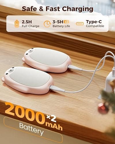 SWEETFULL Hand Warmers Rechargeable – Cute Bear, 2 Pack Magnetic Hot Hands, Reusable Electric Pocket Heater, Great Gift for Daughter, Kids, Wife, or Bestie, Portable for Outdoor & Camping thumbnail 4