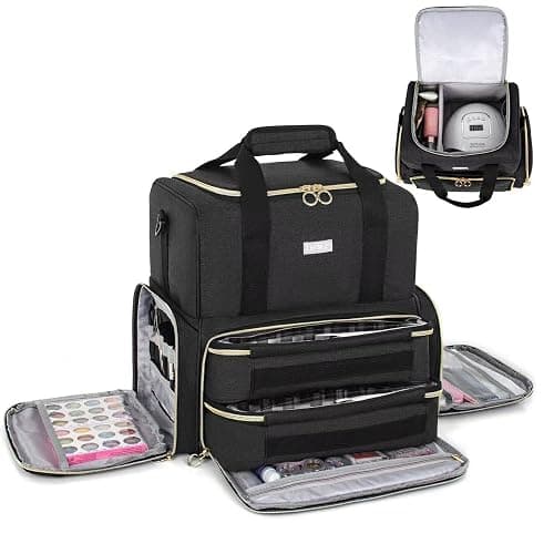 Nail Polish Organizer Holds 80 Bottles and a Nail Lamp,Nail Polish Carrying Case with 2 Removable Bags,Nail Organizers and Storage for Nail Tech,Portable Nail Polish Holder for Nail Supplies,Black thumbnail 8