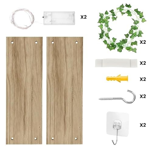 RICHER HOUSE Macrame Floating Shelves for Wall No Drilling, Boho Hanging Shelf with Artificial Ivy and LED Lights, Plant Wall Decor for Living Room Bedroom Dorm thumbnail 8