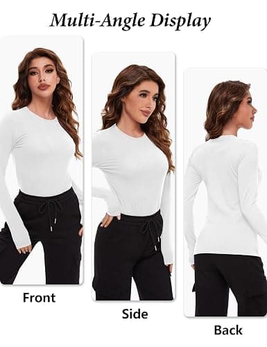 Dalavch 4/5 Pack Women’s Long Sleeve Basic Shirts Crew Neck Slim Fitted Compression Gym Workout Athletic Underscrubs Tops thumbnail 5