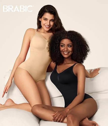 BRABIC Womens' Seamless Sleeveless V-Neck Bodysuit Shapewear Tummy Control thumbnail 3