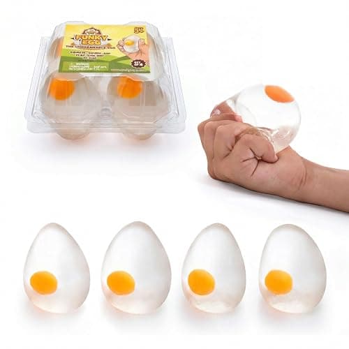 IPIDIPI TOYS Super Solid Squishy Eggs Stress Balls – Clear Egg Yolk Fun Squeeze, Yolk Balls for Kids - Birthday Party Favors, Classroom Prizes, Goodie Bags Stuffers for Kids – Super Solid, Pack of 4 - Image 1