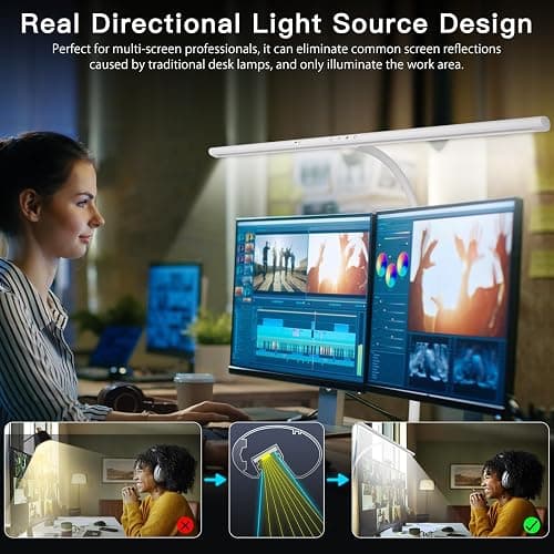 EYOCEAN Schreibtischlampe LED mit Gestensteuerung & Fernbedienung, 24W 80CM Klemmbare Schreibtischlampen, Dimmbare Einstellbare Farbtemperaturen Monitor Lampe, Tageslichtlampe für Heimbüro, Weiß thumbnail 3