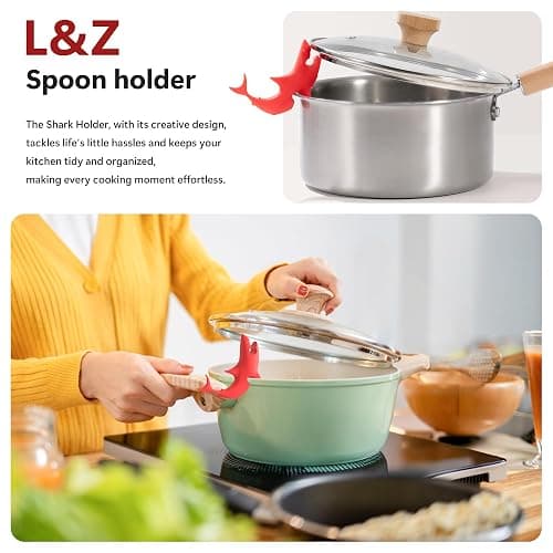 Li&Zhao Funny Silicone Spoon Rest - 3 PCS Shark Spoon Rest for Stove Top Utensil Rest Kitchen Spoon Holder for Stove Organizer Cooking Gifts Kitchen Gifts thumbnail 4