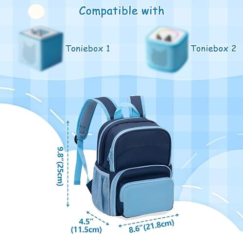 LoDrid Backpack Compatible with Tonie Box 2/1, Carrying Case with Multiple Pockets for Headphones, Charger and Accessories, Storage Bag for Audio Player Starter Set, Navy Blue (Patented Design) thumbnail 6