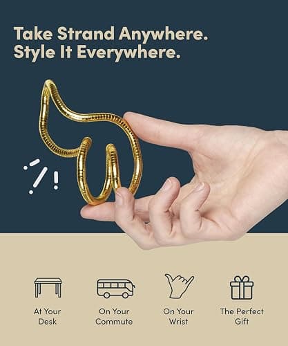 Speks Strand Moldable Fidget Ring | Elevated Sensory Tool for Teens & Adults | Silent Anxiety Sensory Tool | Flexible Metal Loop for Desk or Wrist | Gold thumbnail 5