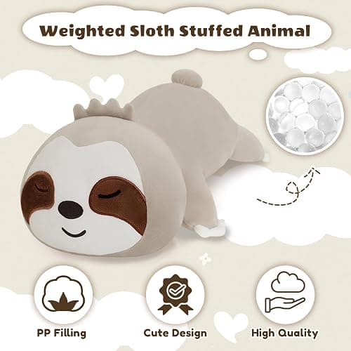 Finebee Weighted Sloth Stuffed Animals, Cute Weighted Sloth Plush, Soft Stuffed Weighted Plushie Pillow Gifts for Girls Boys(13.8" 1.6Lbs) thumbnail 4