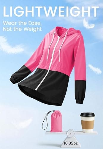 Zando Lightweight Rain Jacket Women Waterproof - Raincoat for Women Packable Rain coat Hooded Windbreaker for Travel Outdoor thumbnail 2